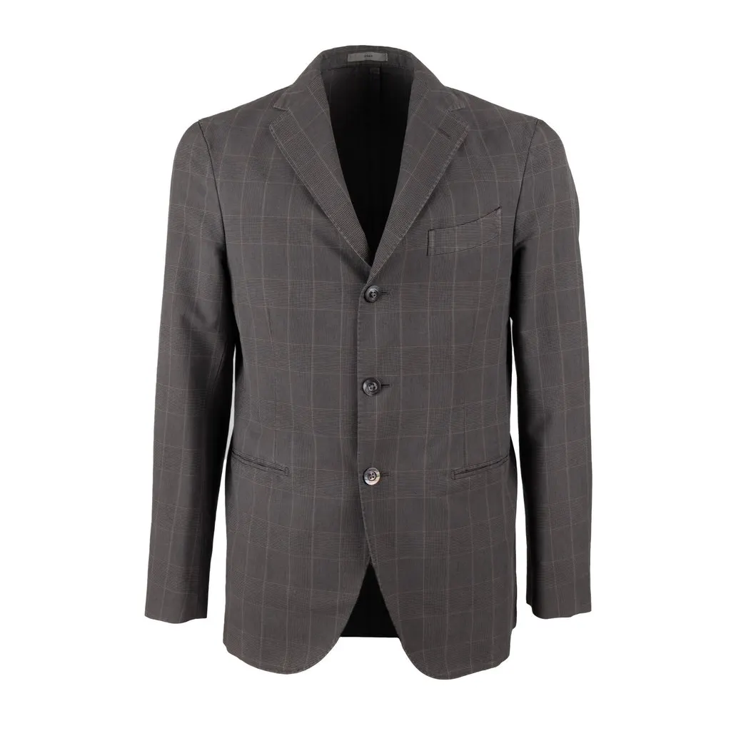 Boglioli Checkered Jacket - '10s Red Cotton Good - Front View