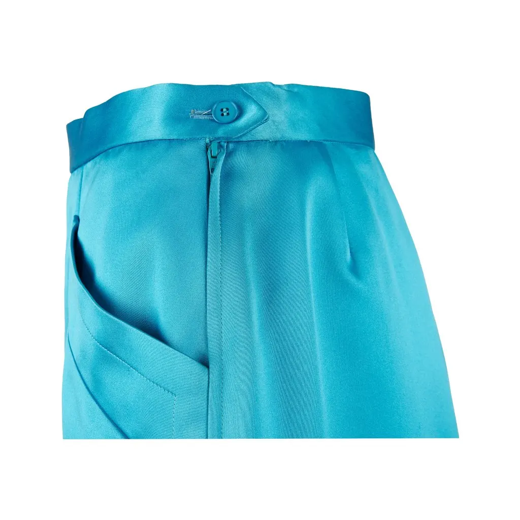 Saint Laurent Rive Gauche Satin Pencil Skirt - '80s Red Satin Good - Box View