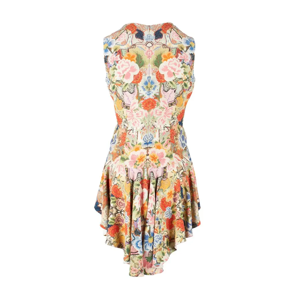 Alexander McQueen Floral Kaleidoscope Peplum Top - '10s Red Good - Back View