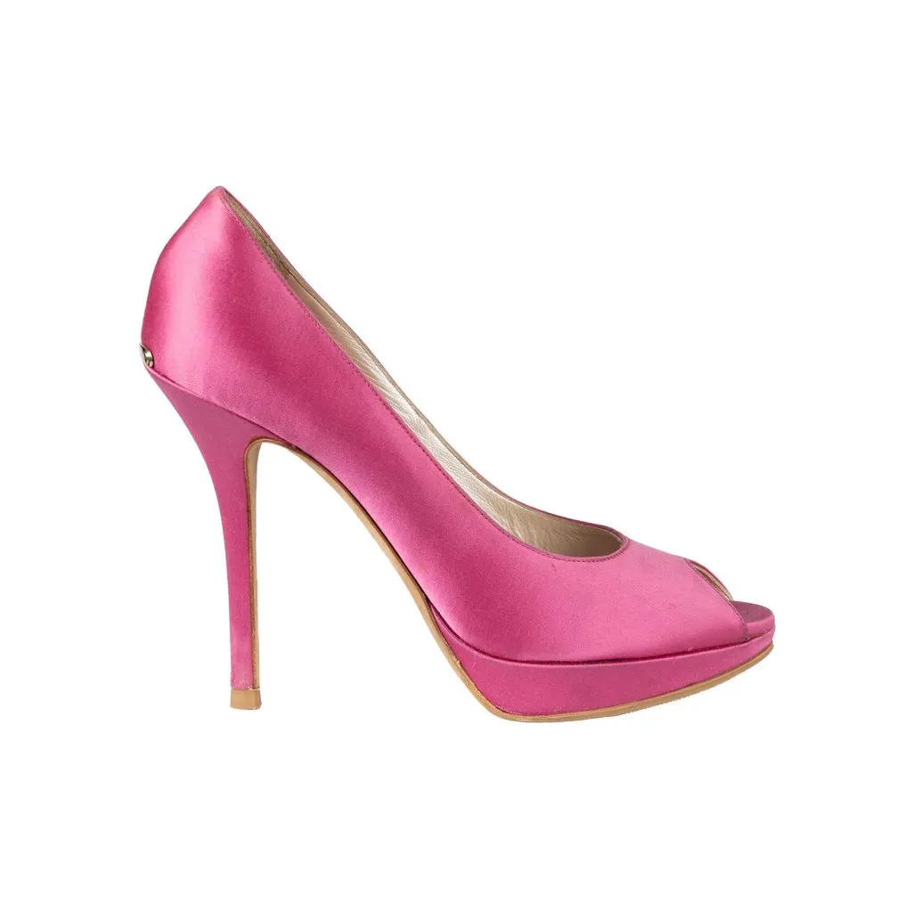 Dior Peep-Toe Pumps - '10s Red Satin Good - Front View