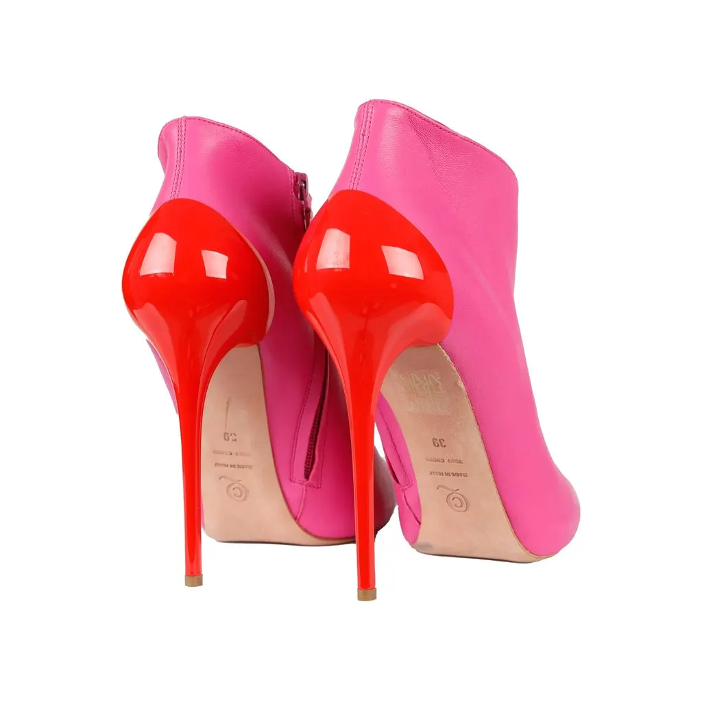 Alexander McQueen Peeptoe Ankle Boots - '10s Red Leather Good - Model View