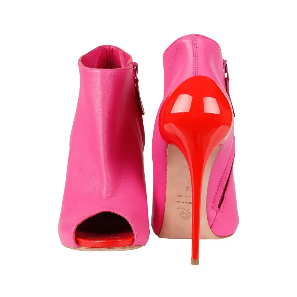Alexander McQueen Peeptoe Ankle Boots - '10s Red Leather Good - Box View