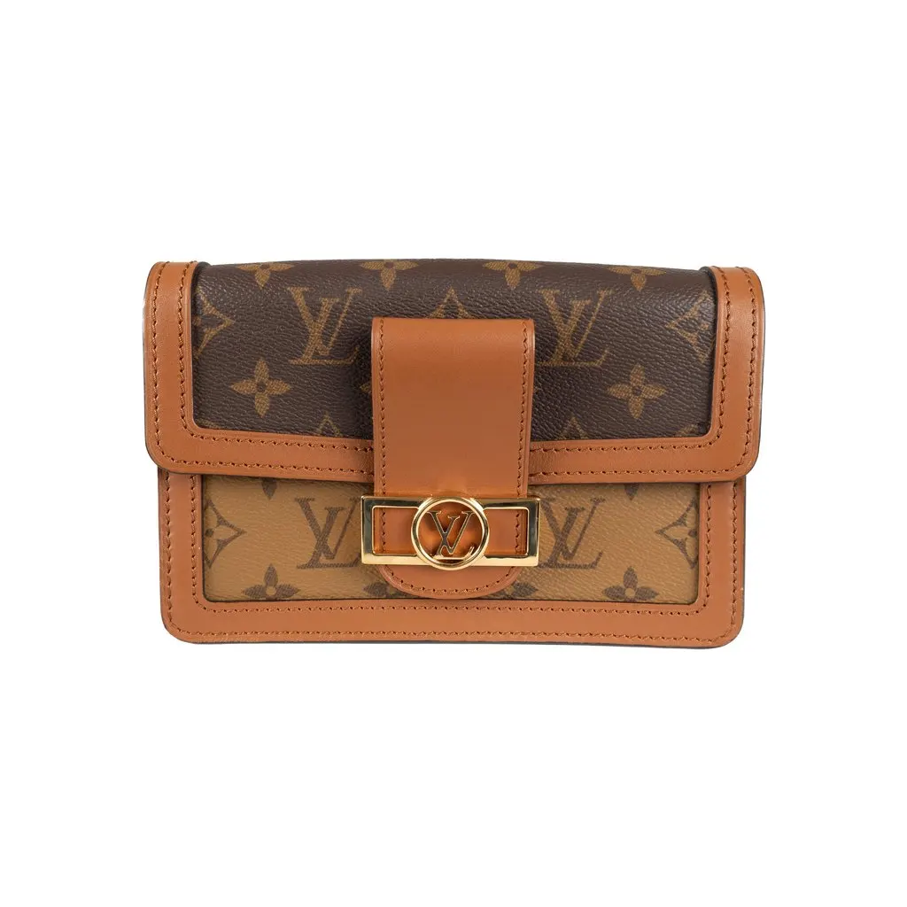 Louis Vuitton Monogram Reverse Canvas Dauphine Bumbag - '10s Brown Canvas Good - Back View