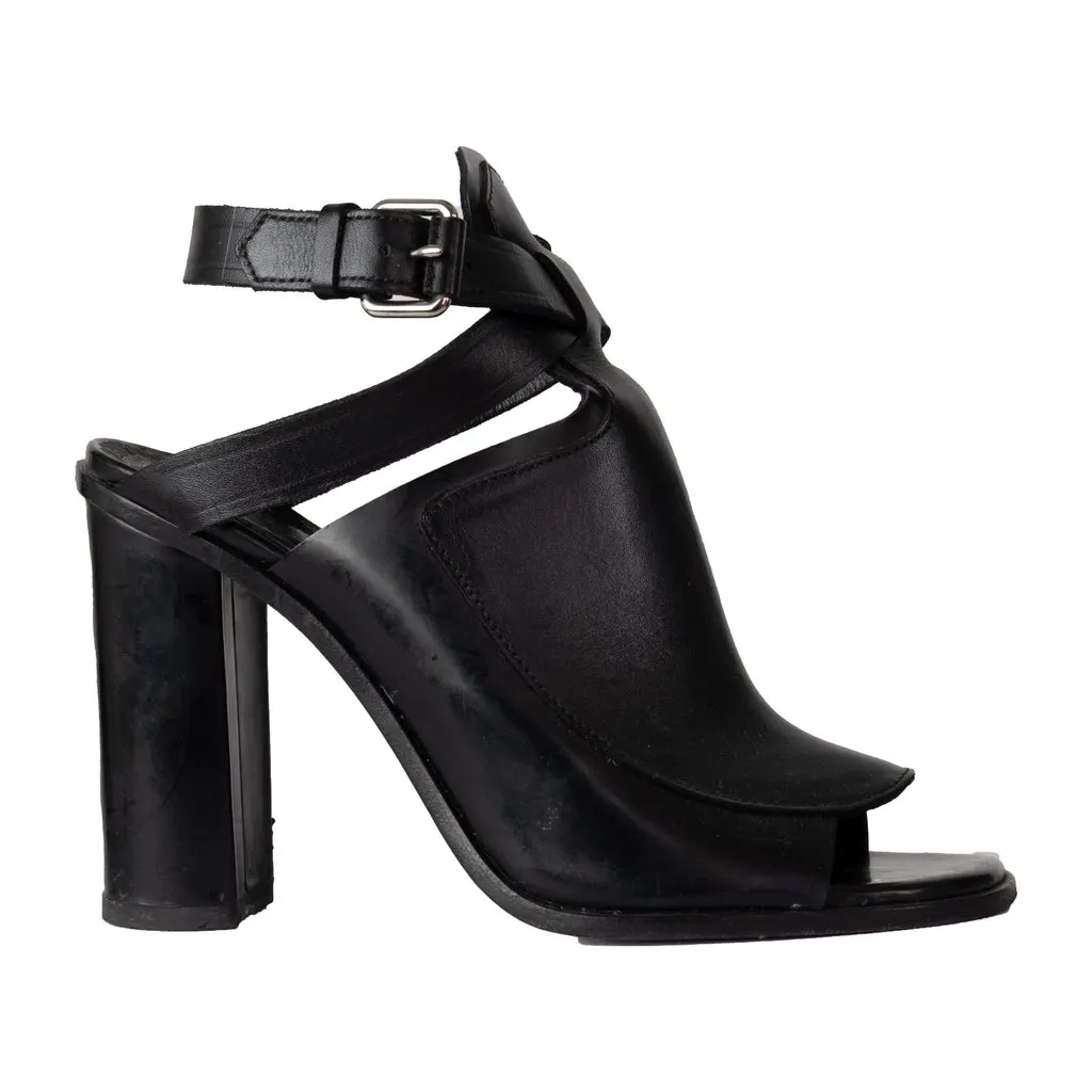 Proenza Schouler Open-toe Heel Sandals - '10s Black Leather Good - Front View