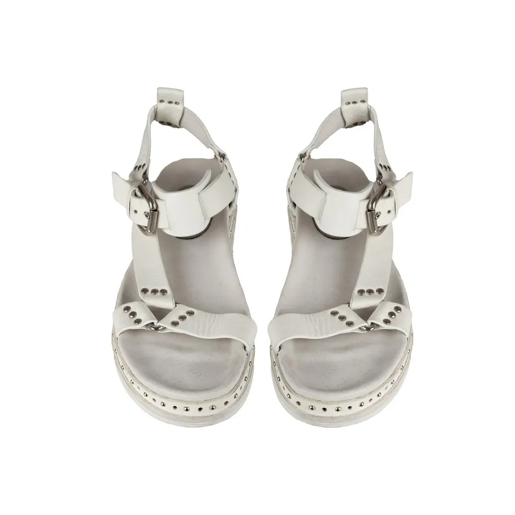 Unsigned Studded Strap Sandals - '10s White Leather Good - Inside View