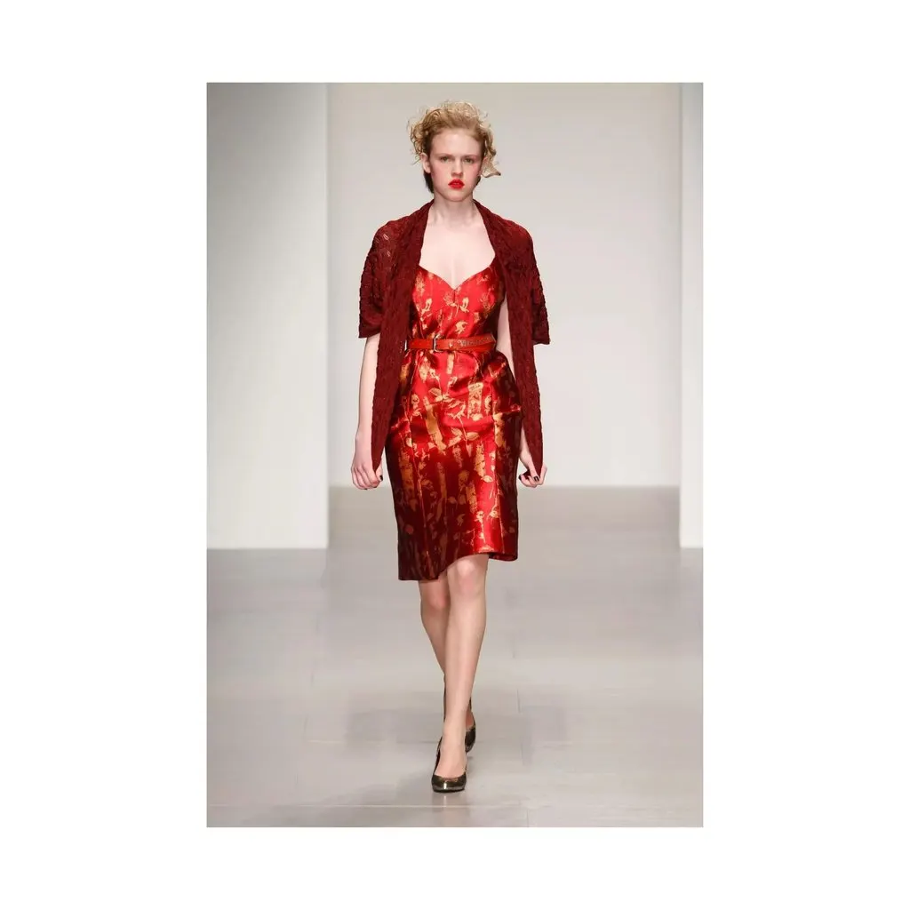 Vivienne Westwood Label Jacquard Silk Dress - '10s Red Canvas Good - Back View
