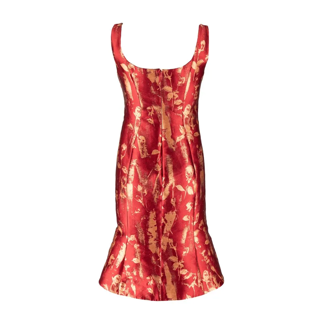 Vivienne Westwood Label Jacquard Silk Dress - '10s Red Canvas Good - Inside View