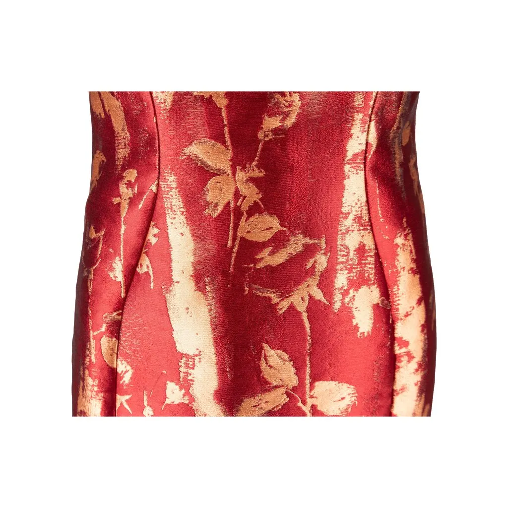 Vivienne Westwood Label Jacquard Silk Dress - '10s Red Canvas Good - Model View