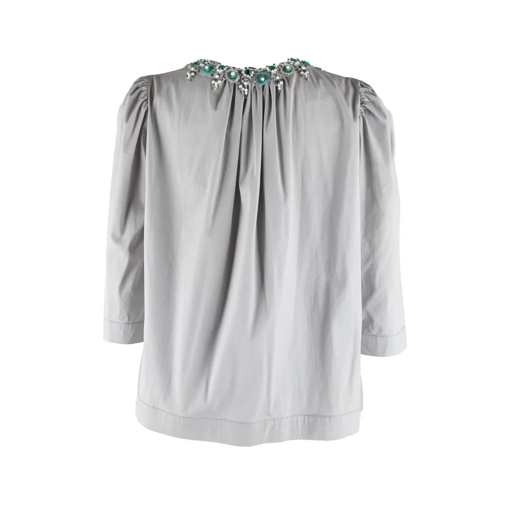 Blumarine Bead Embellished Top - '10s White Cotton Good - Back View