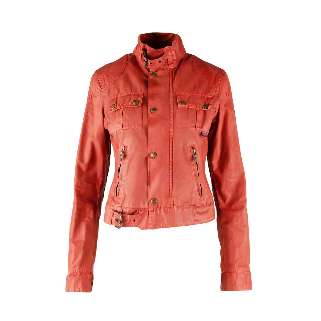 Belstaff Wax Coated Cotton Jacket - '00s Red Cotton Good - Front View