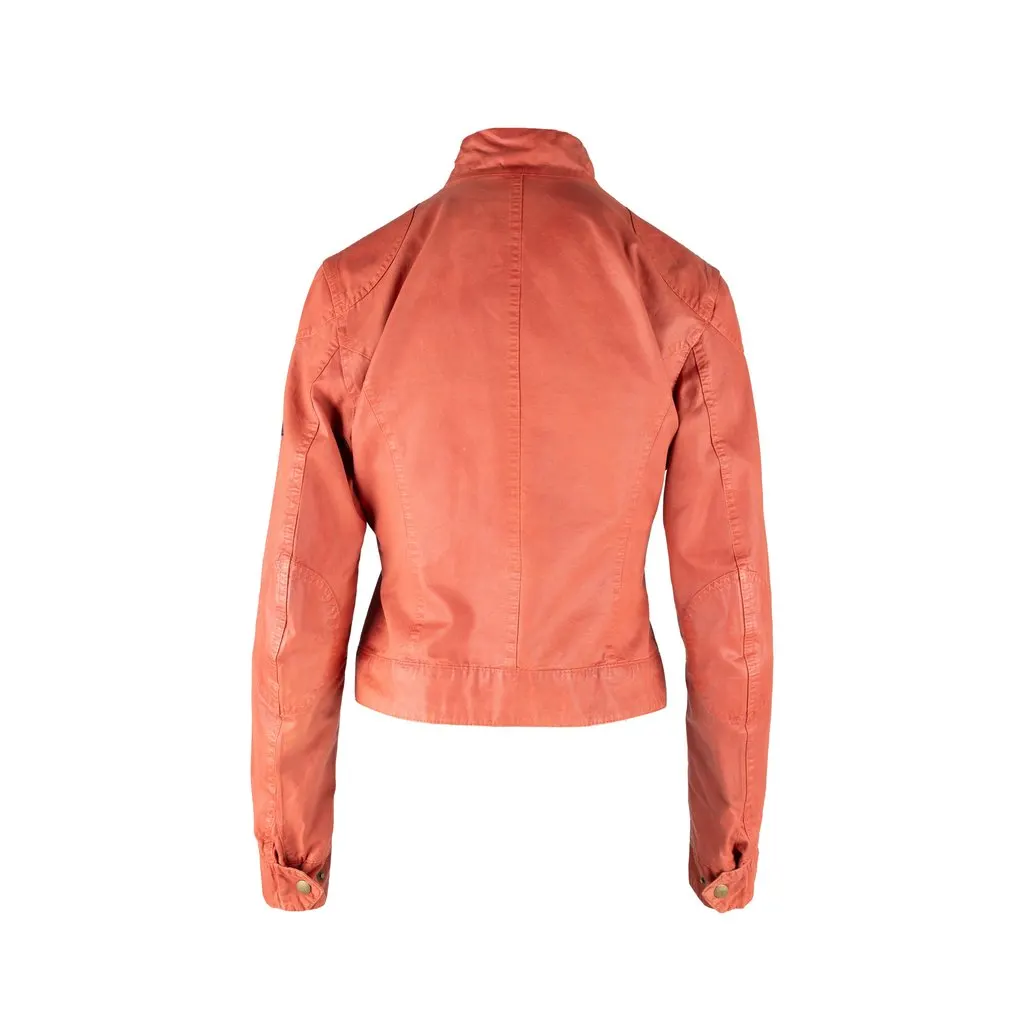 Belstaff Wax Coated Cotton Jacket - '00s Red Cotton Good - Back View
