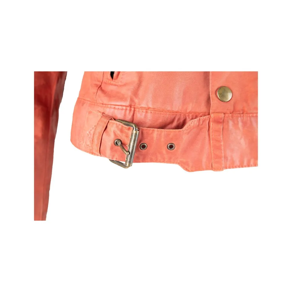 Belstaff Wax Coated Cotton Jacket - '00s Red Cotton Good - Model View
