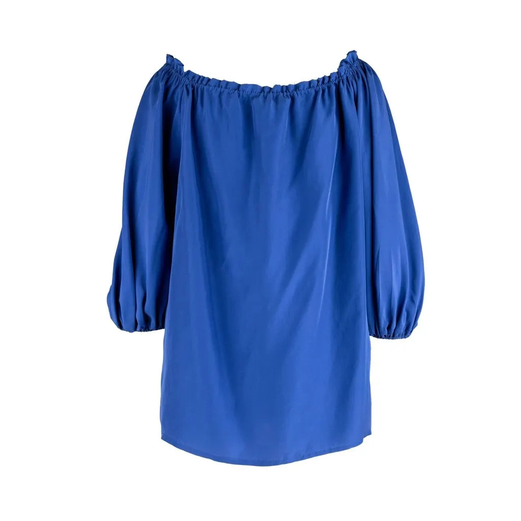 Blumarine Gathered Neck Top - '10s Red Silk Good - Inside View