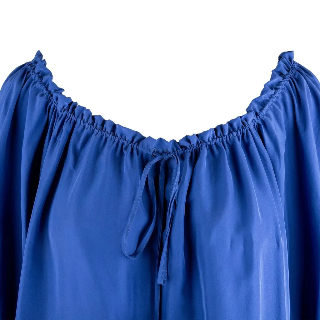 Blumarine Gathered Neck Top - '10s Red Silk Good - Model View