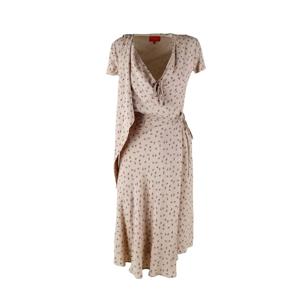 Vivienne Westwood Floral Print Dress - '00s Red Silk Good - Back View
