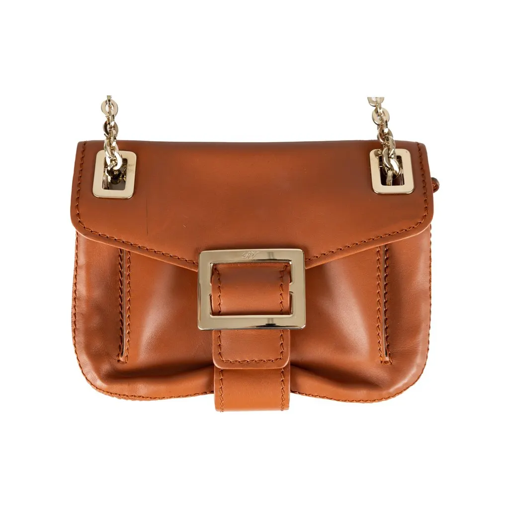Roger Vivier Metro Shoulder Bag - '10s Brown Leather Good - Front View