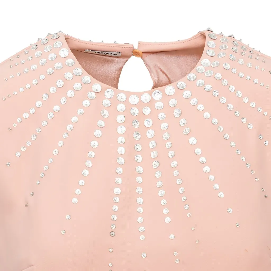 Miu Miu Stone Embellished Short Dress - '10s Red Good - Inside View