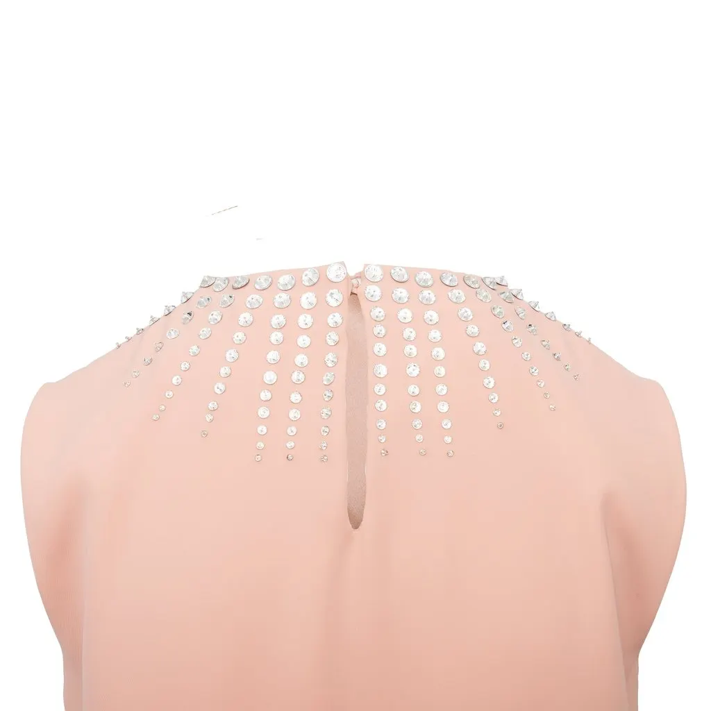 Miu Miu Stone Embellished Short Dress - '10s Red Good - Model View