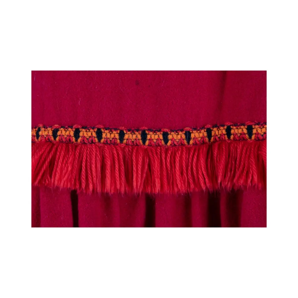 Saint Laurent Vintage Smock dress with Fringe - '70s Red Wool Good - Box View