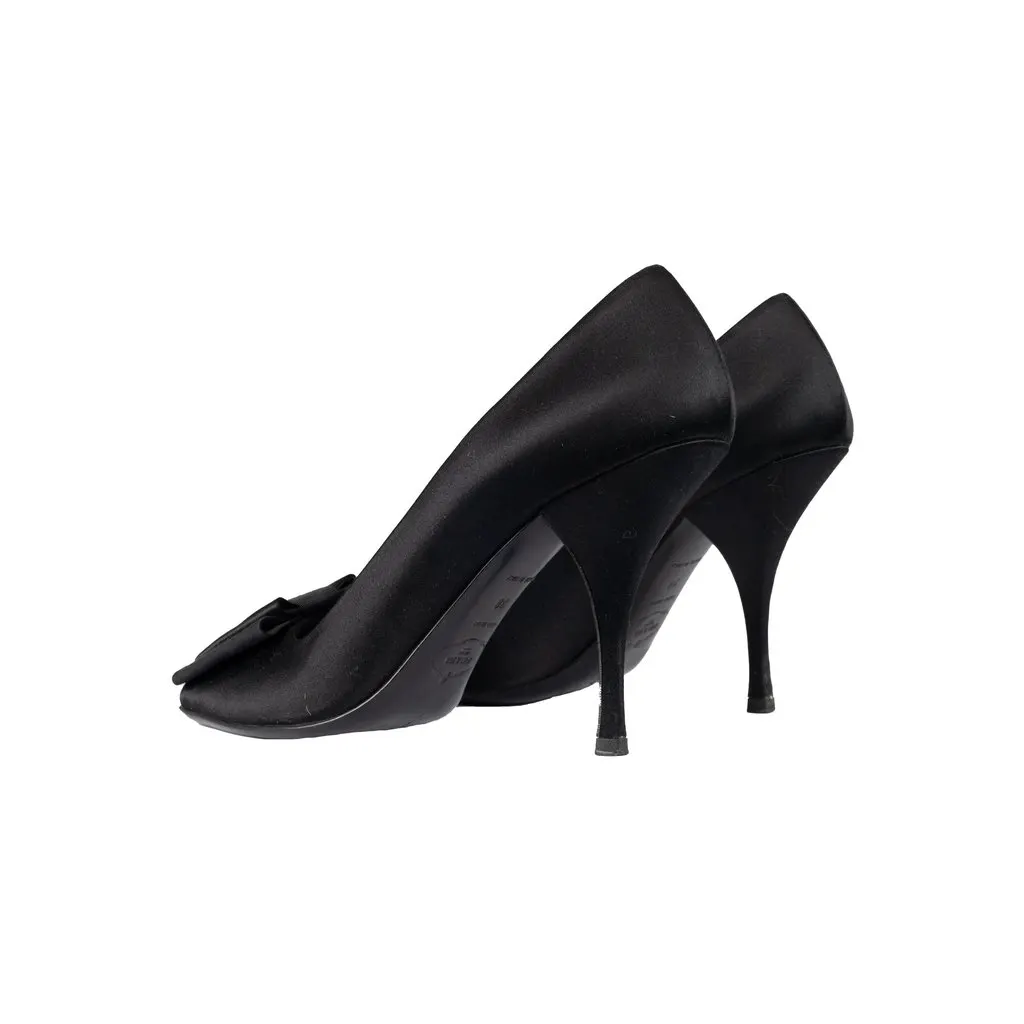 Prada Open Toe Pumps - '10s Red Satin Good - Back View
