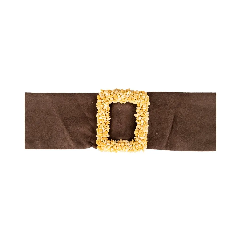 Unsigned Belt - '00s Brown Suede Good - Front View