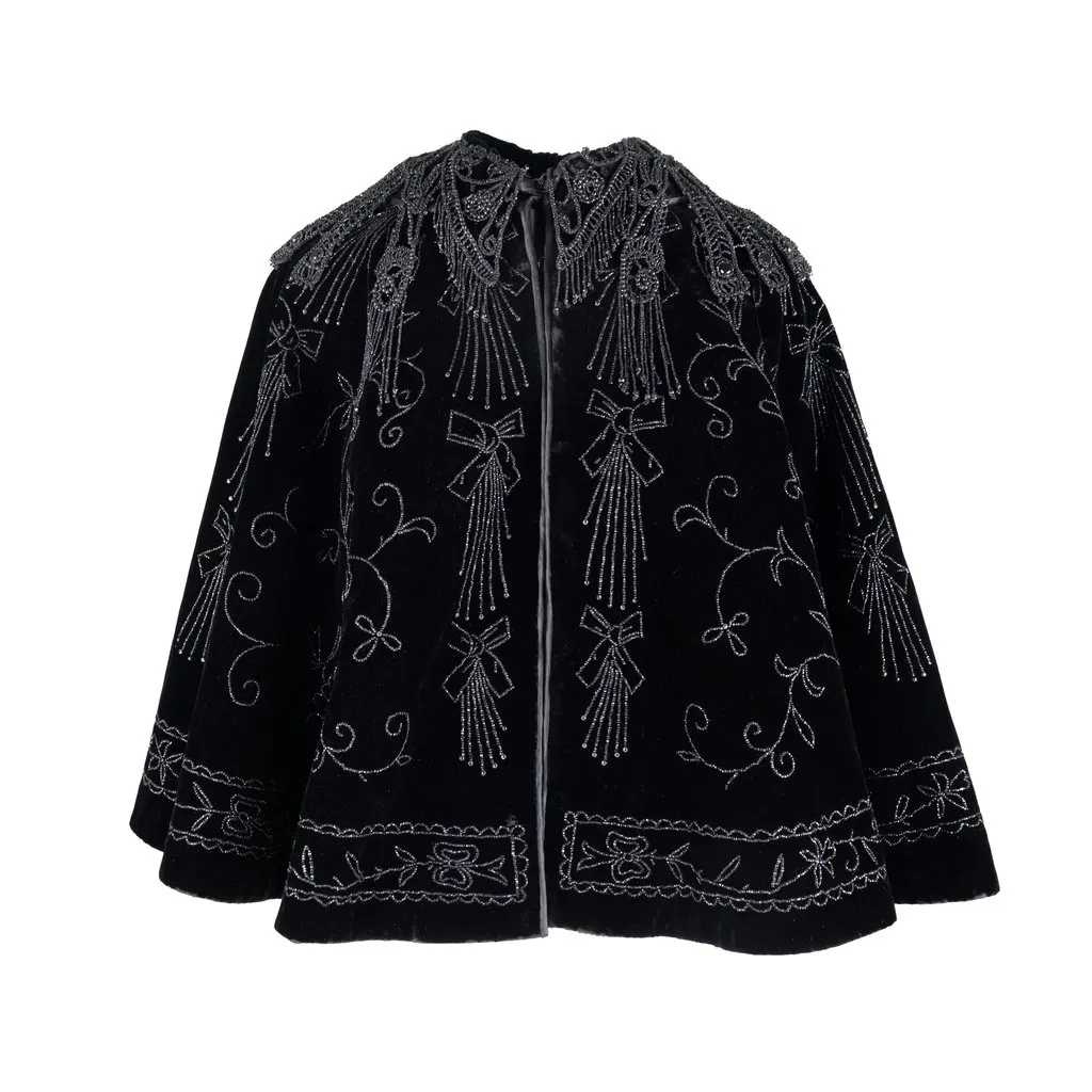 Unsigned Embroidered Cape - '90s Red Velvet Good - Front View