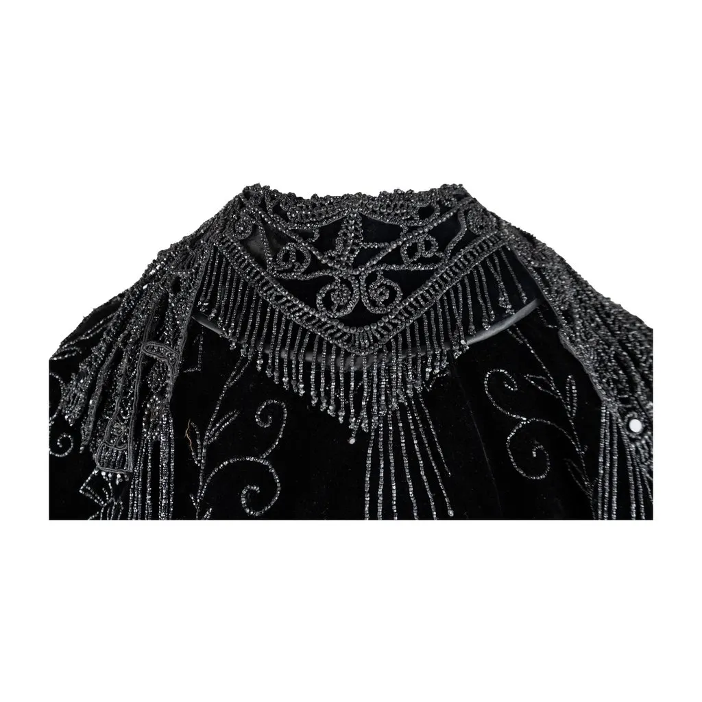 Unsigned Embroidered Cape - '90s Red Velvet Good - Model View