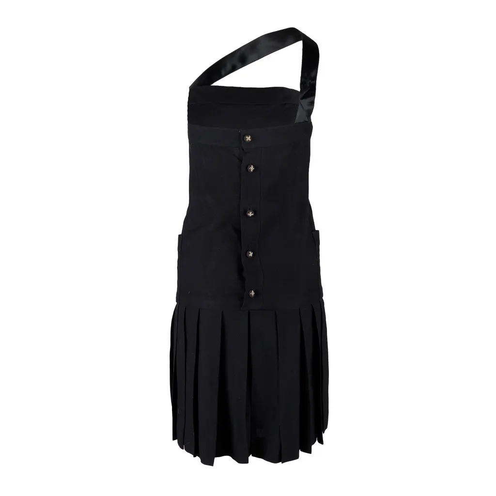 Chanel Pleated Dress with Strap - '80s Gold Silk Good - Inside View