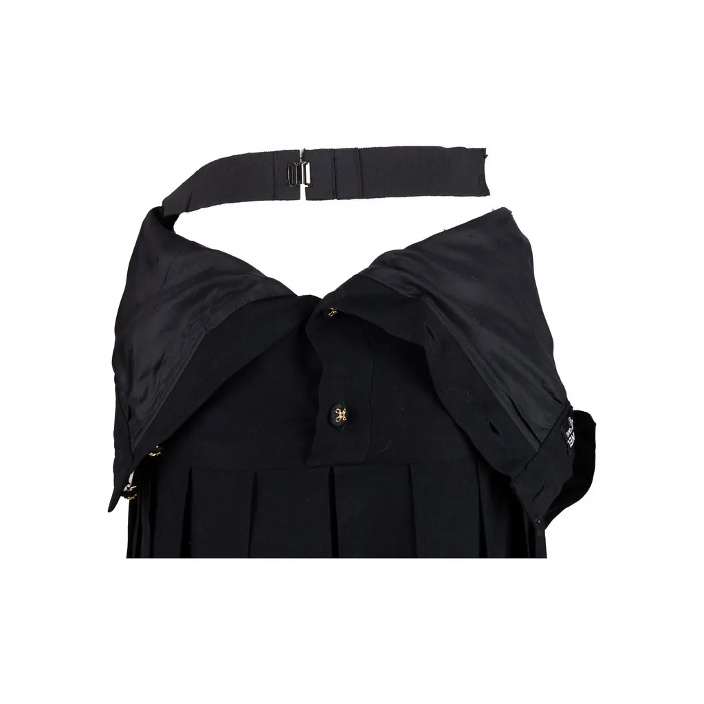Chanel Pleated Dress with Strap - '80s Gold Silk Good - Model View