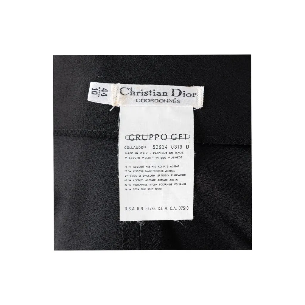 Dior Pleated Hem Skirt - '90s Black Silk Good - Model View