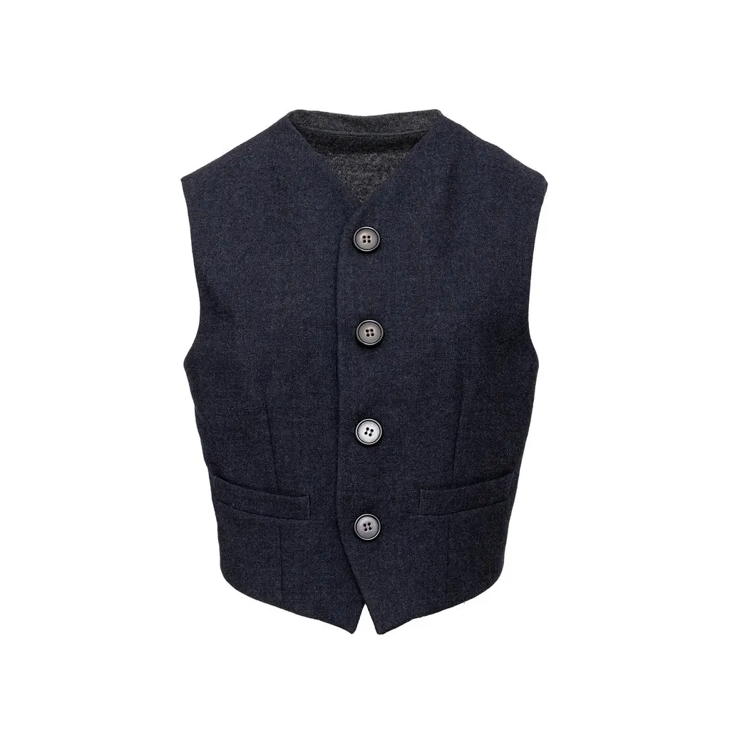 Dolce & Gabbana Wool Vest - '10s Grey Wool Good - Front View