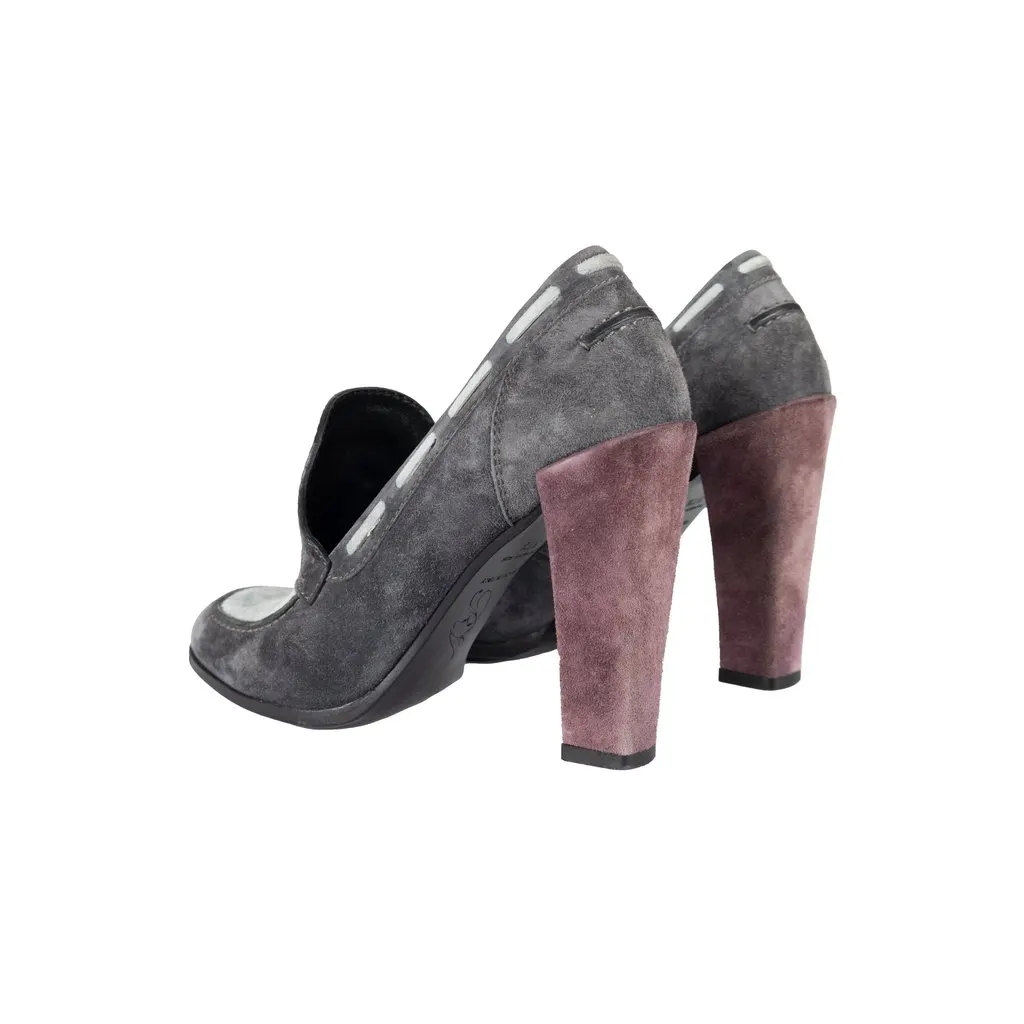 Roger Vivier Suede Pumps - '00s Grey Suede Good - Back View