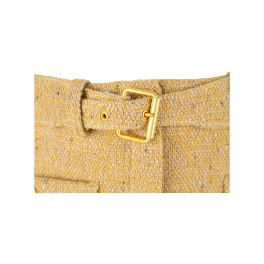 Balenciaga Mini Skirt - '00s Yellow Wool Good - Inside View