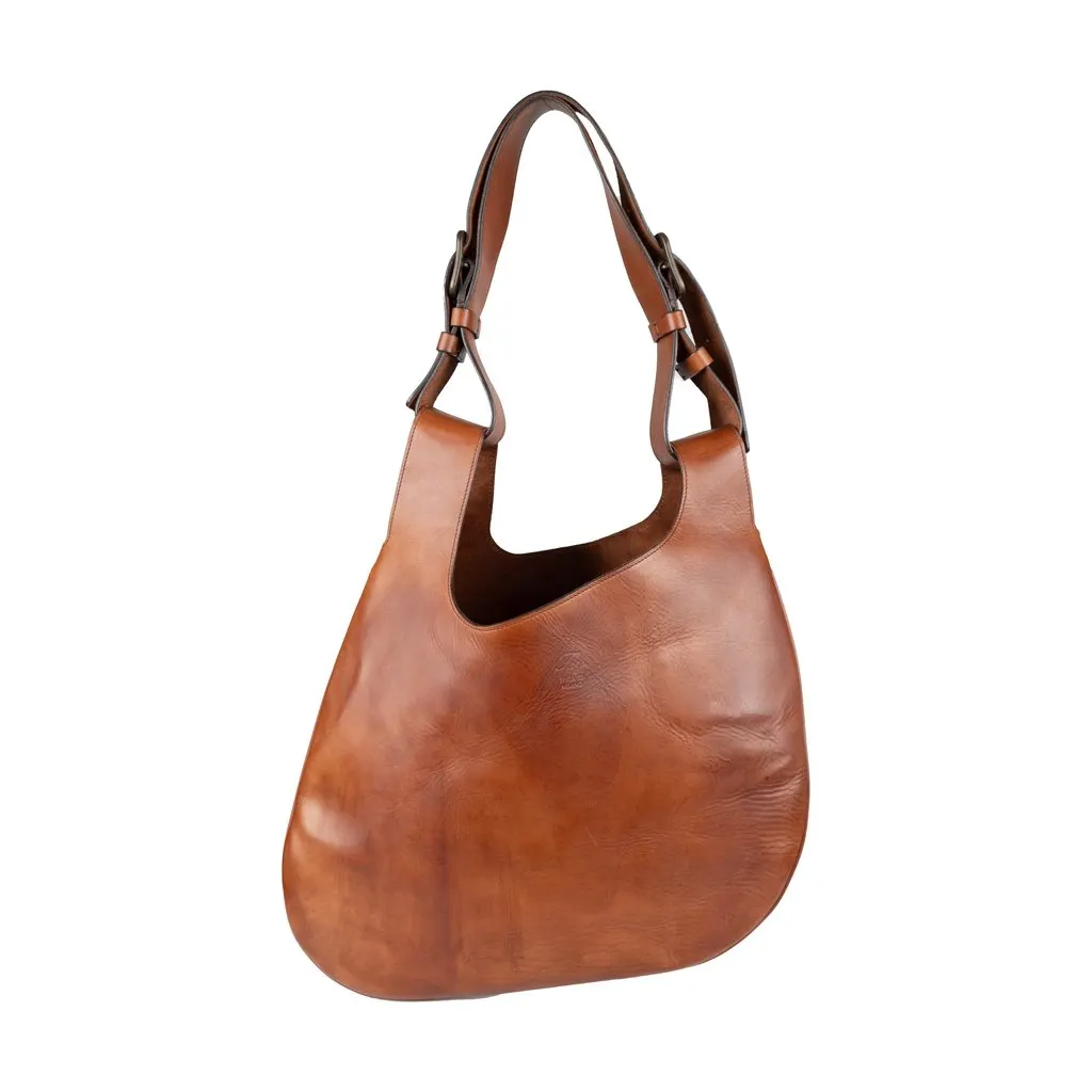 Fay Leather Hobo Bag - '10s Brown Leather Good - Front View