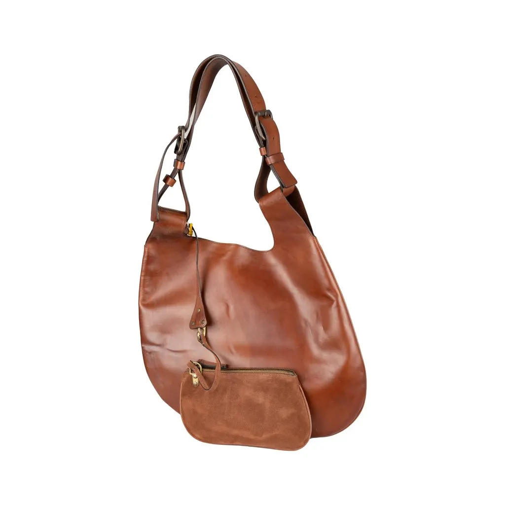 Fay Leather Hobo Bag - '10s Brown Leather Good - Model View