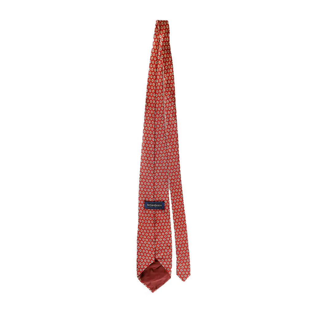 Saint Laurent Yves Saint Laurent Silk Tie - '00s Red Silk Good - Back View