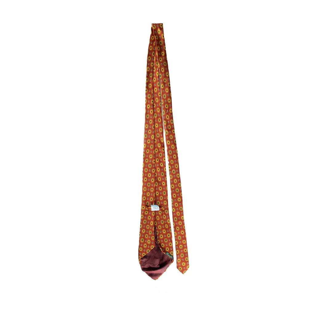 Unsigned Silk Tie - '90s Red Silk Good - Back View