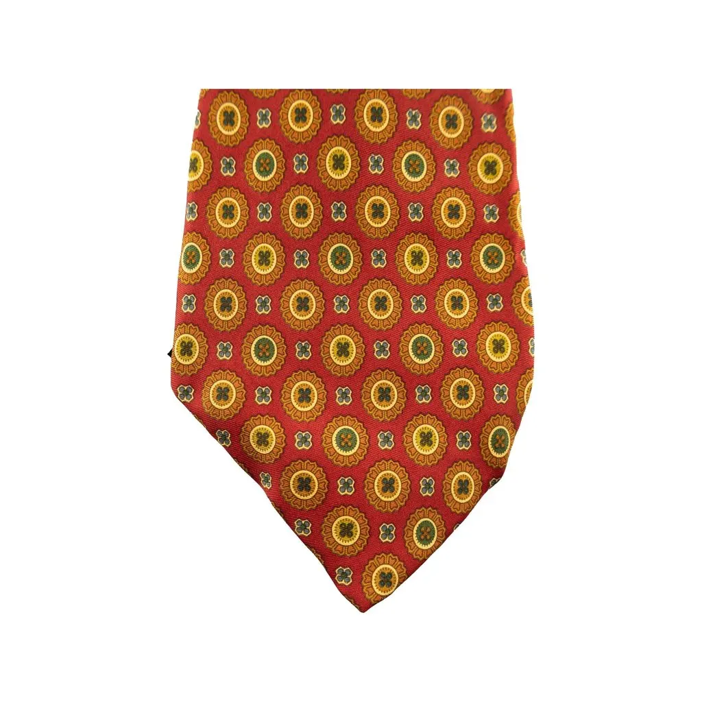 Unsigned Silk Tie - '90s Red Silk Good - Inside View