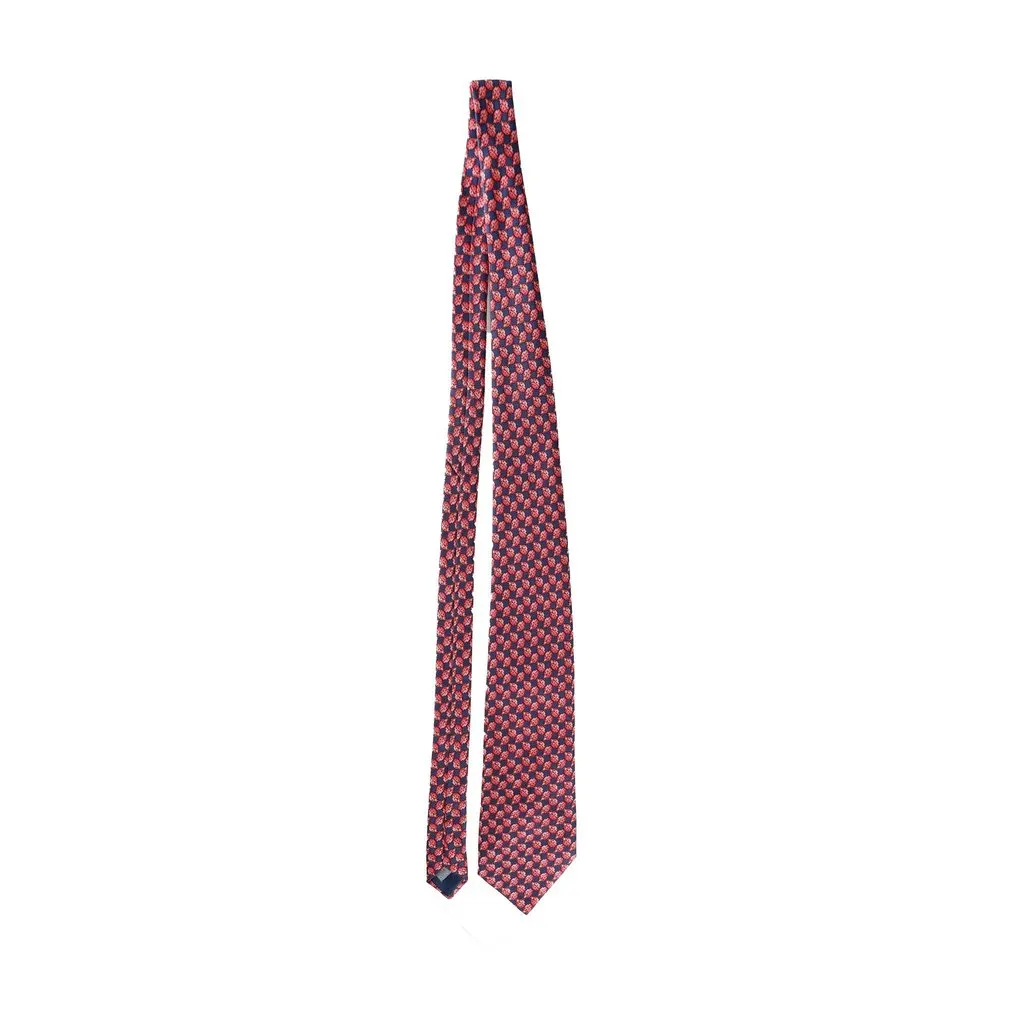Unsigned Silk Tie - '90s Navy Silk Good - Front View