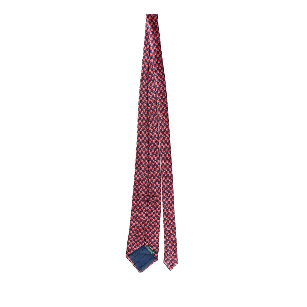 Unsigned Silk Tie - '90s Navy Silk Good - Back View