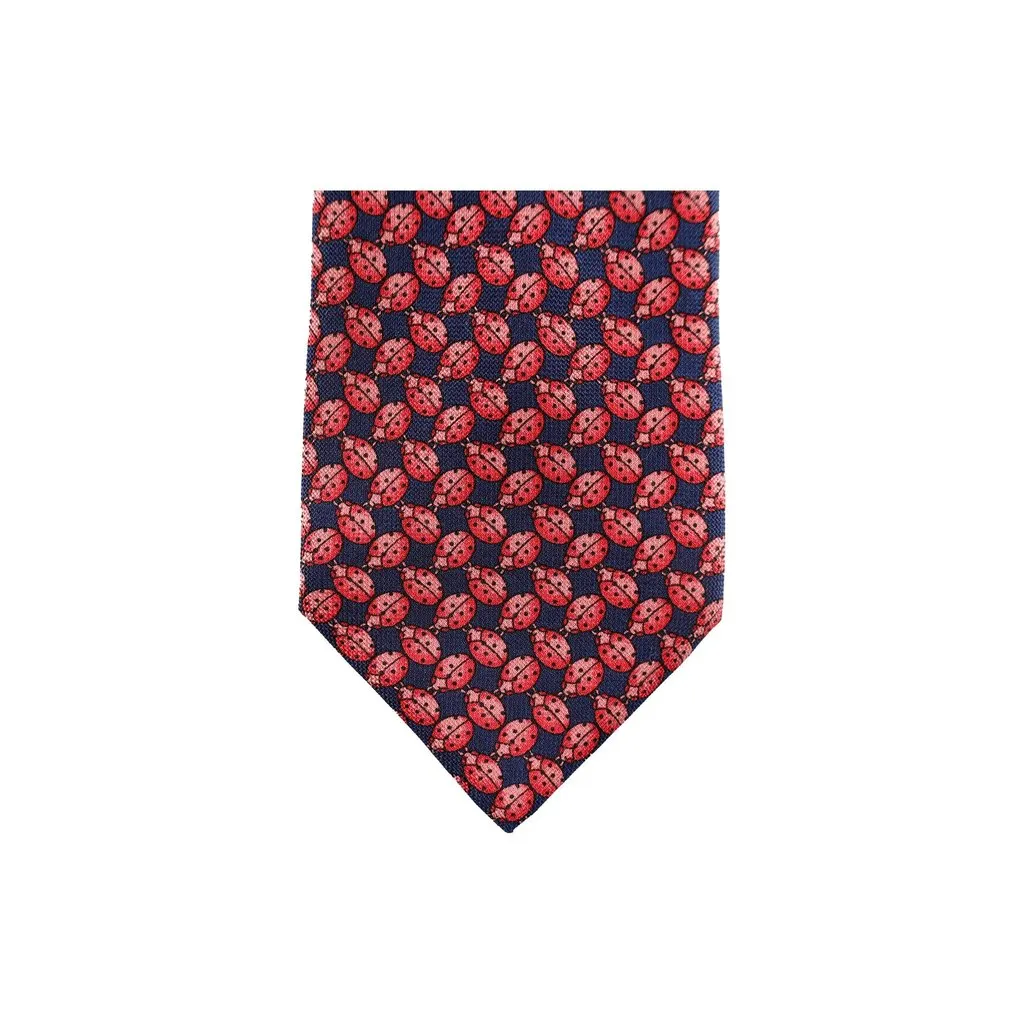 Unsigned Silk Tie - '90s Navy Silk Good - Inside View