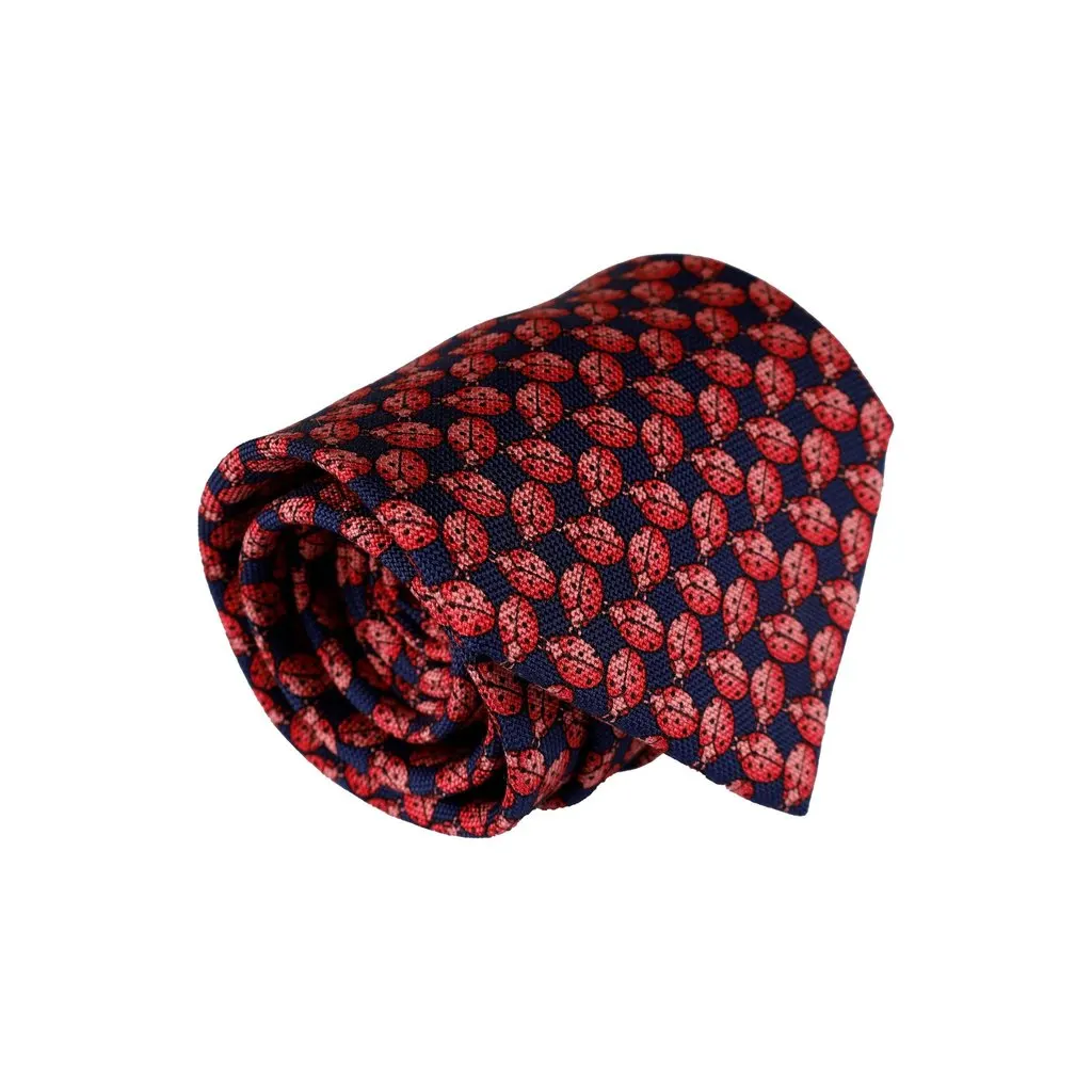 Unsigned Silk Tie - '90s Navy Silk Good - Box View