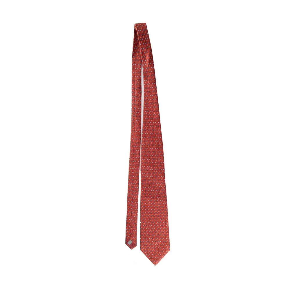 Unsigned Silk Tie - '90s Red Silk Good - Front View