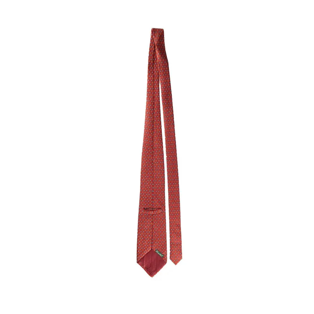 Unsigned Silk Tie - '90s Red Silk Good - Back View