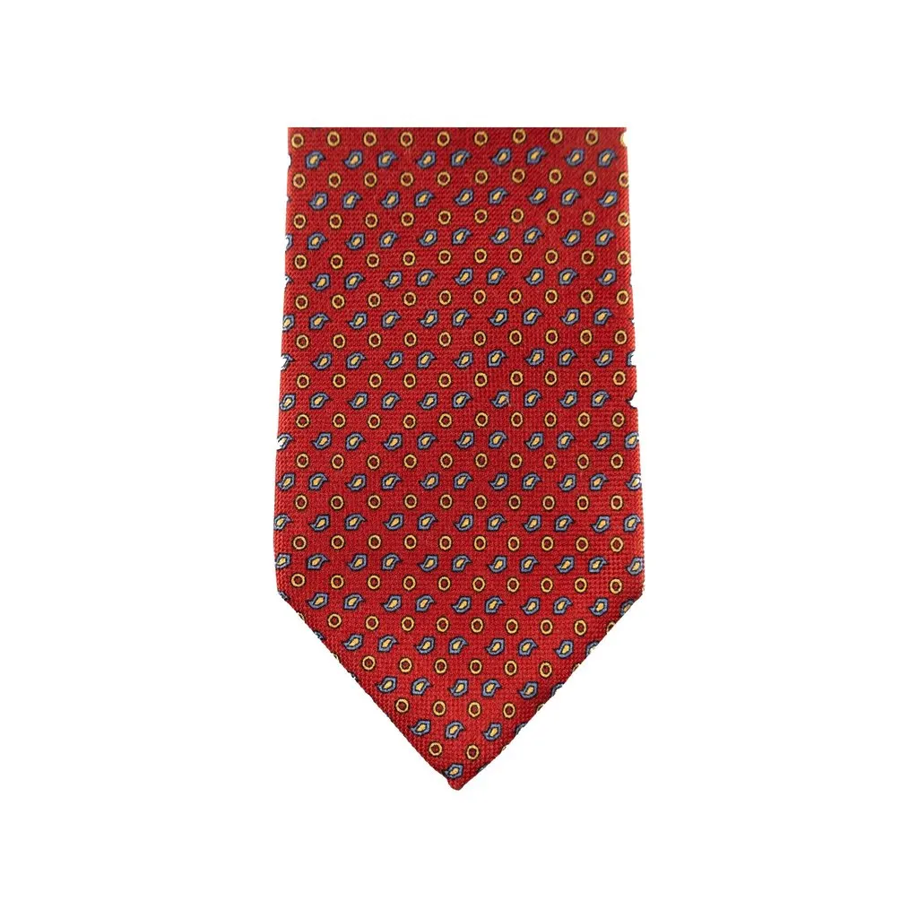Unsigned Silk Tie - '90s Red Silk Good - Inside View