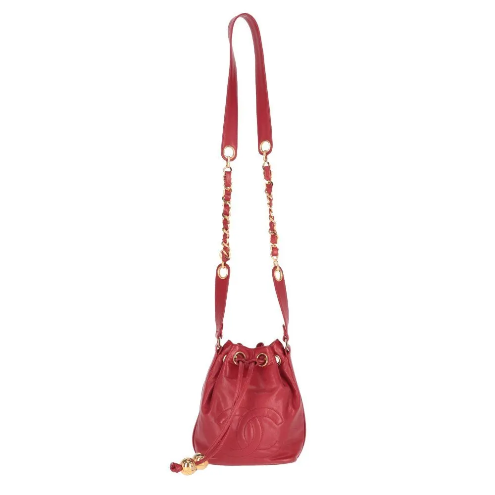 Chanel Red Bucket Bag - '90s Red Leather Good - Box View