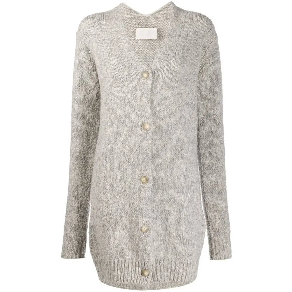 Maison Martin Margiela Grey Wool Cardigan - '90s Grey Wool Good - Front View