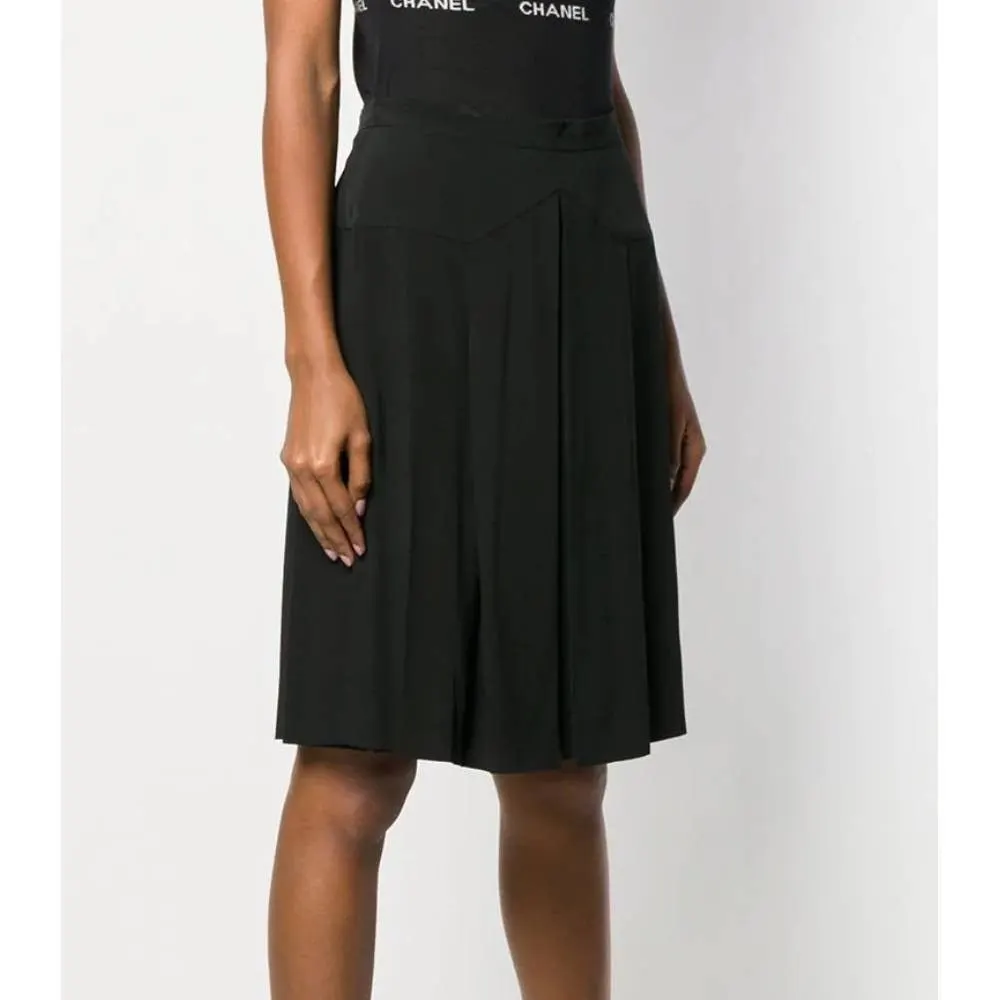 Chanel Black Silk Skirt - '90s Black Silk Good - Back View
