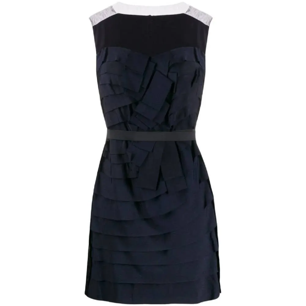 Lanvin Dark Blue Silk Dress - '00s Blue Silk Good - Front View