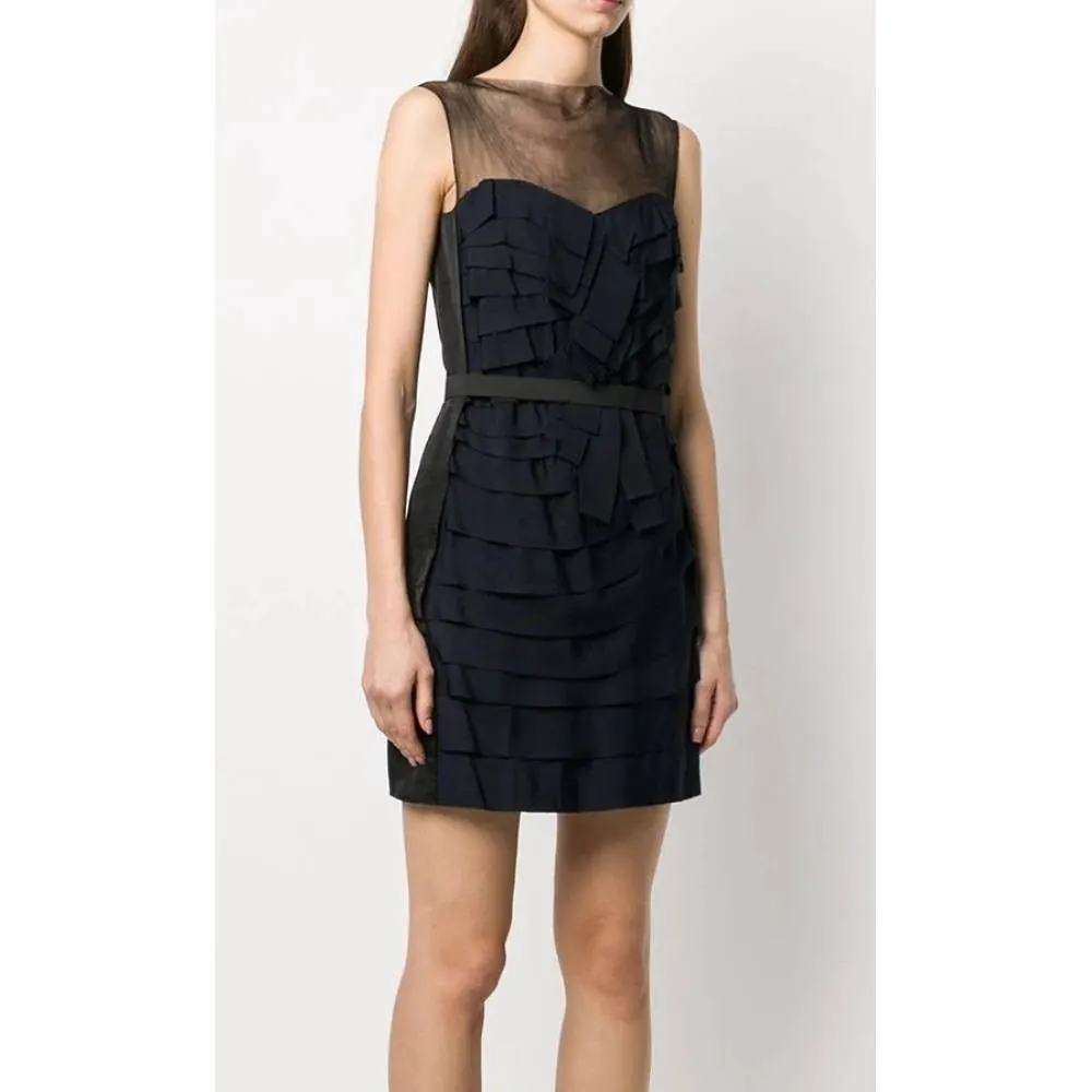 Lanvin Dark Blue Silk Dress - '00s Blue Silk Good - Back View